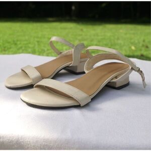 Chic Ivory White Strappy Low Block Heel Sandals